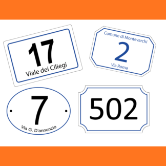 Numero Civico Targa in Plexiglass – Linea Classica con Bordo Blu